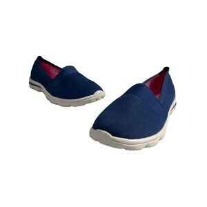 Lands End Women's Blue Pink Slip In Shoes Sz 9